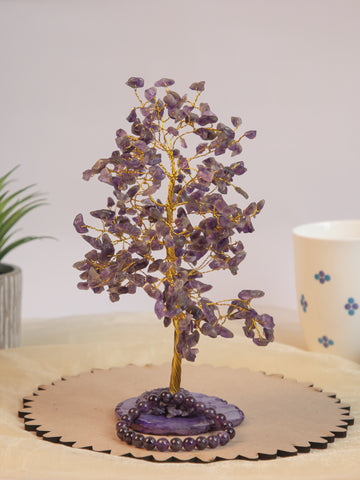 Amethyst Crystal Tree with Bracelet – Decorative Bonsai Tree for Home, Office & Gifting