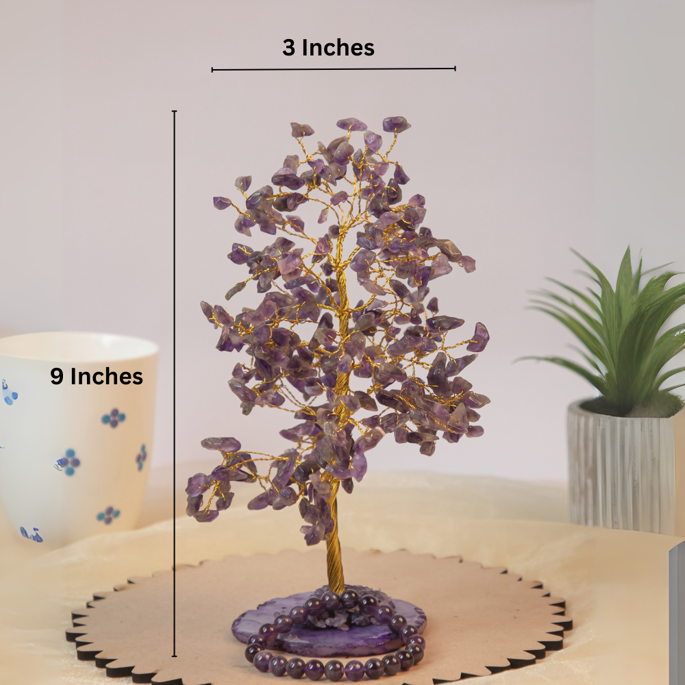 Amethyst Crystal Tree with Bracelet – Decorative Bonsai Tree for Home, Office & Gifting