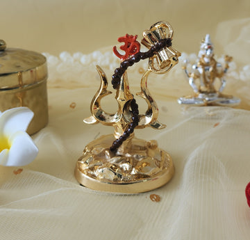 Resin Trishul with Damru for Home Decor and Gifting (Gold) - (Pack of 5/10/20)