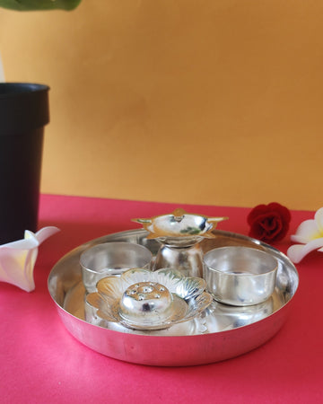 German Silver Ritual Thali (Small Size) (Pack of 5/10/20)