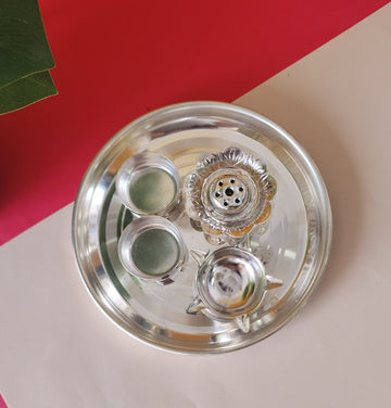 German Silver Ritual Thali (Medium Size) (Pack of 5/10/20)