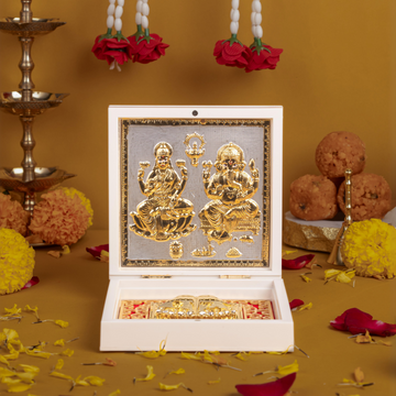 Lakshmi Ganesha- Charan Paduka (Medium) White - (Pack of 5/10/20)