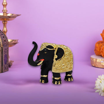 Premium Quality Gold Plated Resin Elephant Show Piece Black- (Pack of 5/10/20)