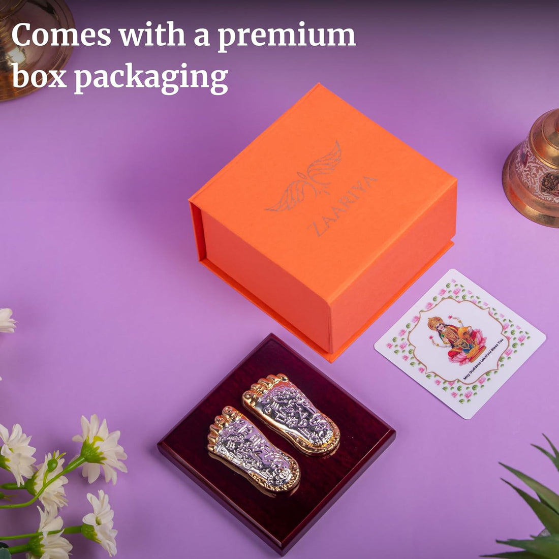 Charan with Base for Pooja and Gifting (3 inches) - (Pack of 5/10/20)
