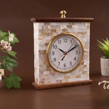Mother of Pearl Table Clock with Wood – A Sophisticated Blend of Elegance and Functionality (Pack of 5/10/20)