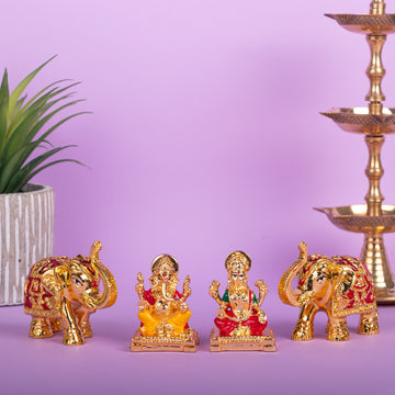 Lakshmi Ganesh & Elephant Idols Combo for Diwali Gifting & Pooja Room Decoration - (Pack of 5/10/20)