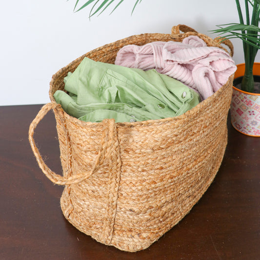 Jute and Cotton basket brown