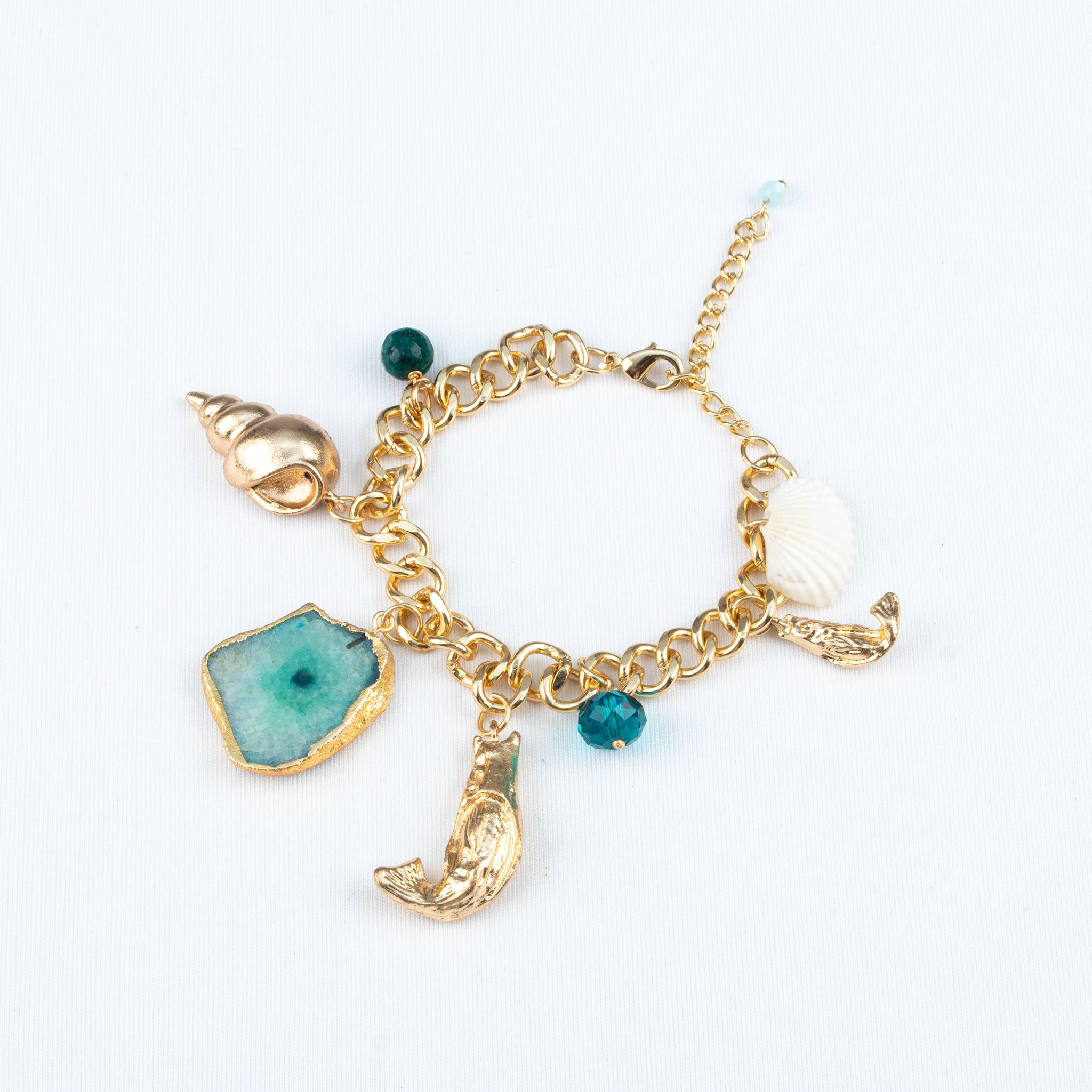 Chunky agate stone and charm bracelet