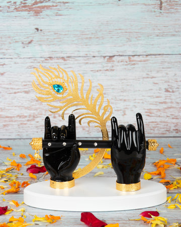 Krishna Hand with Black Flute for Home Decor and Gifting (7 inches) - (Pack of 5/10/20)