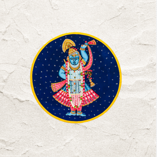 Handpainted Wall Art Pichwai of Shreenathji (Blue)