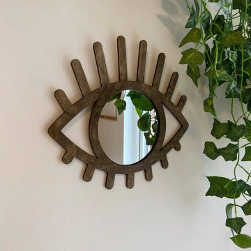 Open Eye Wooden Wall Mirror - Zaariya