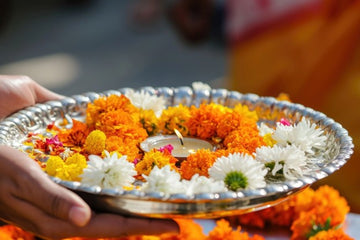 Aarti thali with flowers