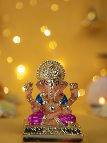 Dagdusheth Ganesh Idol – Decorative Lord Ganesha Statue for Car Dashboard, Home Temple & Gifting
