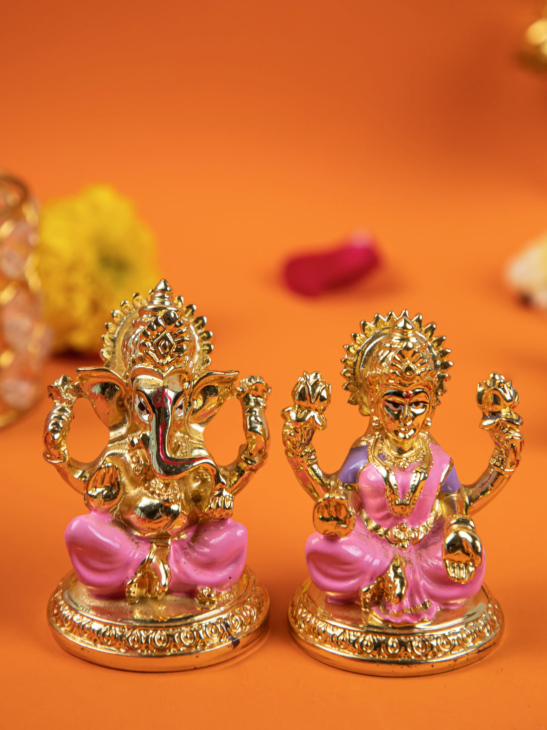Lakshmi Ganesh Idol with Velvet Box – Gold-Plated Decorative Murti for Pooja, Vastu, Home Decor & Gifting