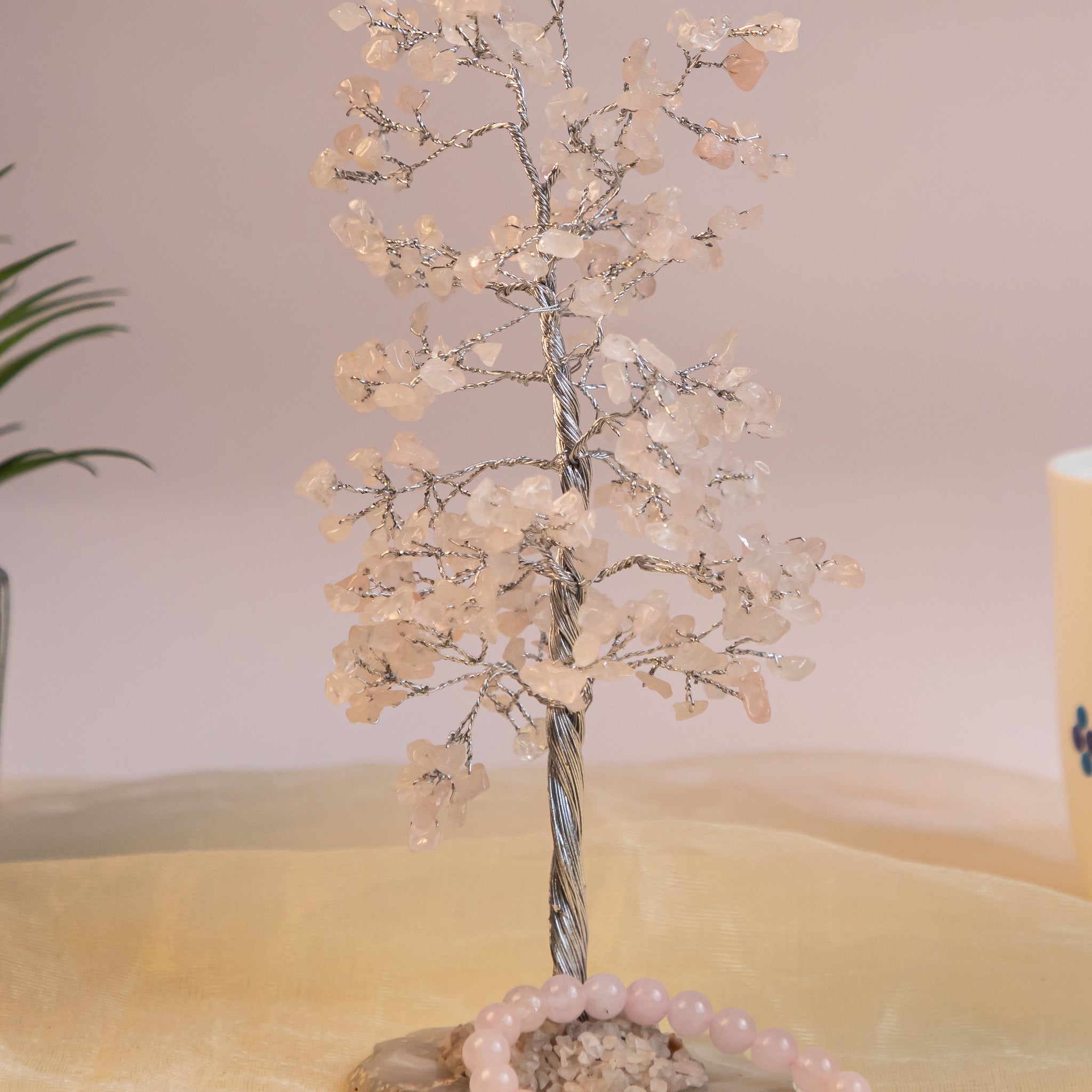 Rose Quartz Tree with Bracelet & Gift Box – Decorative Tree for Home, Office & Gifting