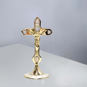 Brass Mother of Pearl Cross