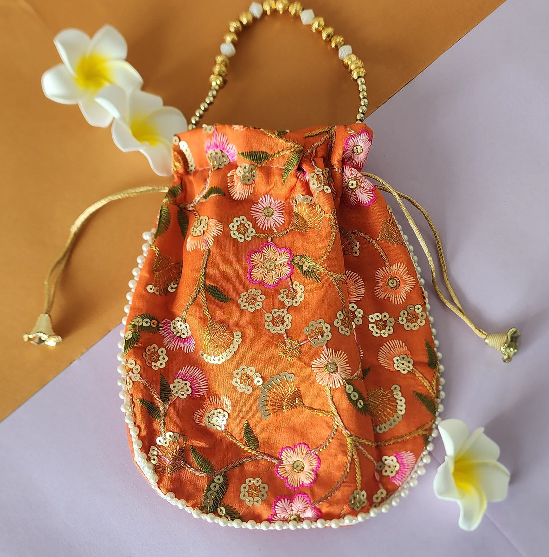 Floral Design Potli Bag (Pack of 12)