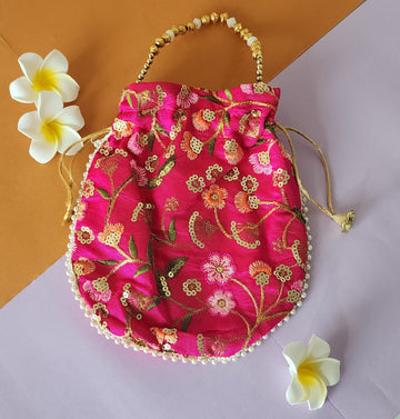 Floral Design Potli Bag (Pack of 12)