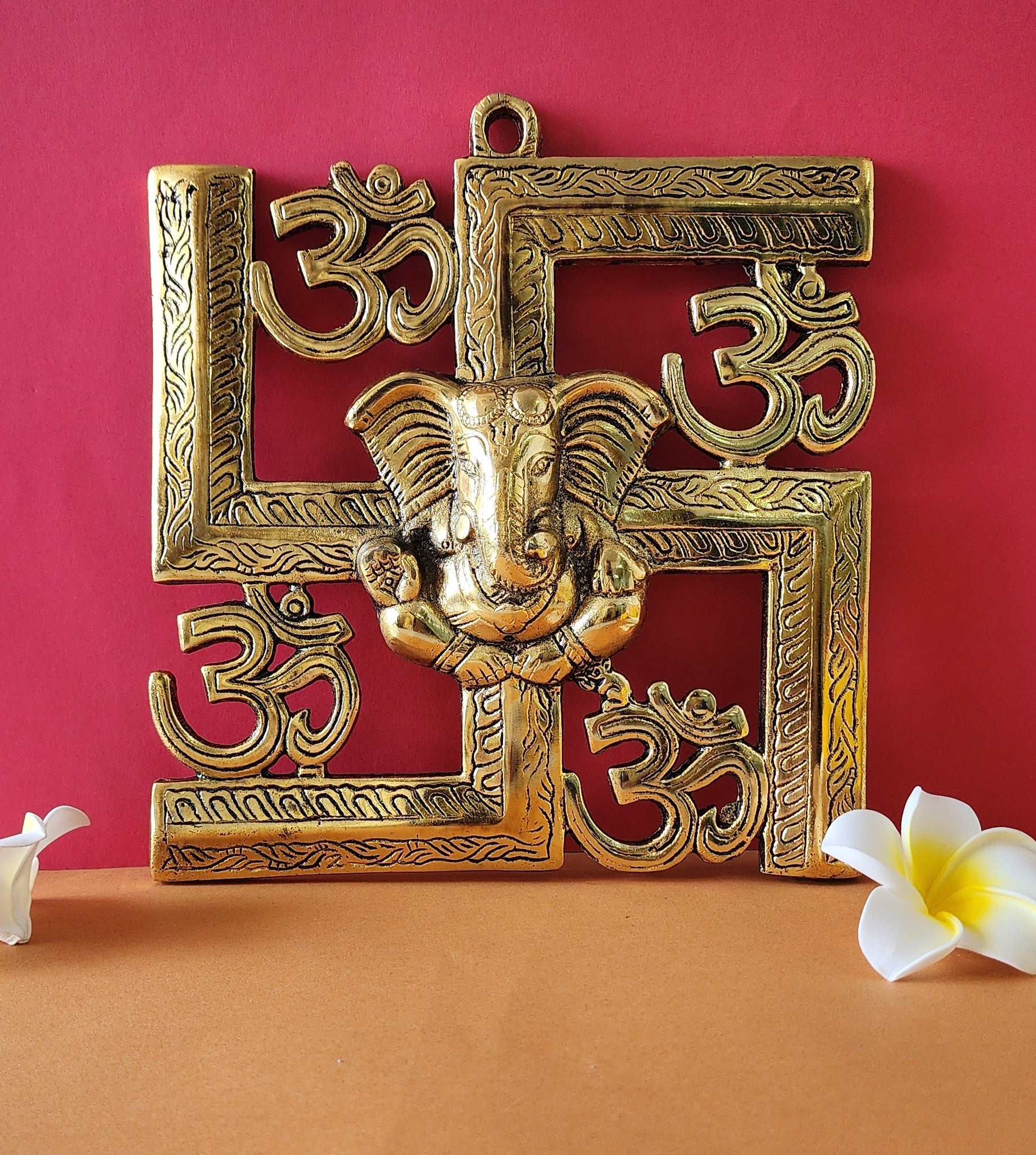 Swastik OM Ganesha Brass Statue