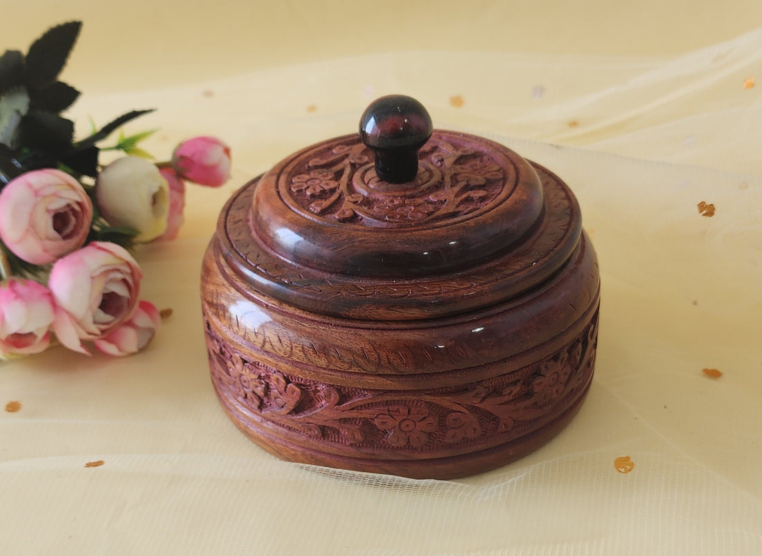 Sheesham Wood Handcarved Dryfruit Box (Pack of 5/10/20)