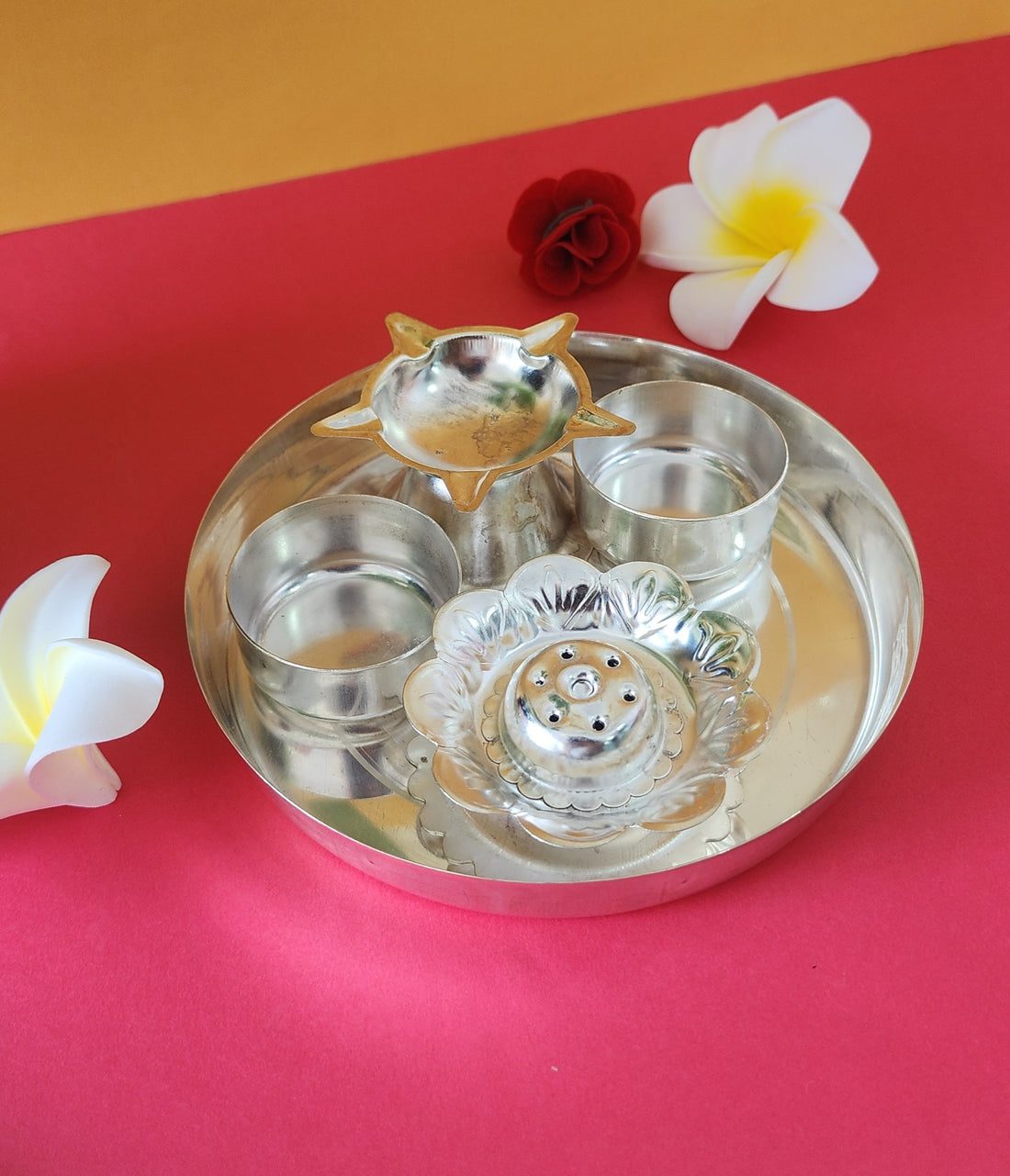 German Silver Ritual Thali (Small Size) (Pack of 5/10/20)