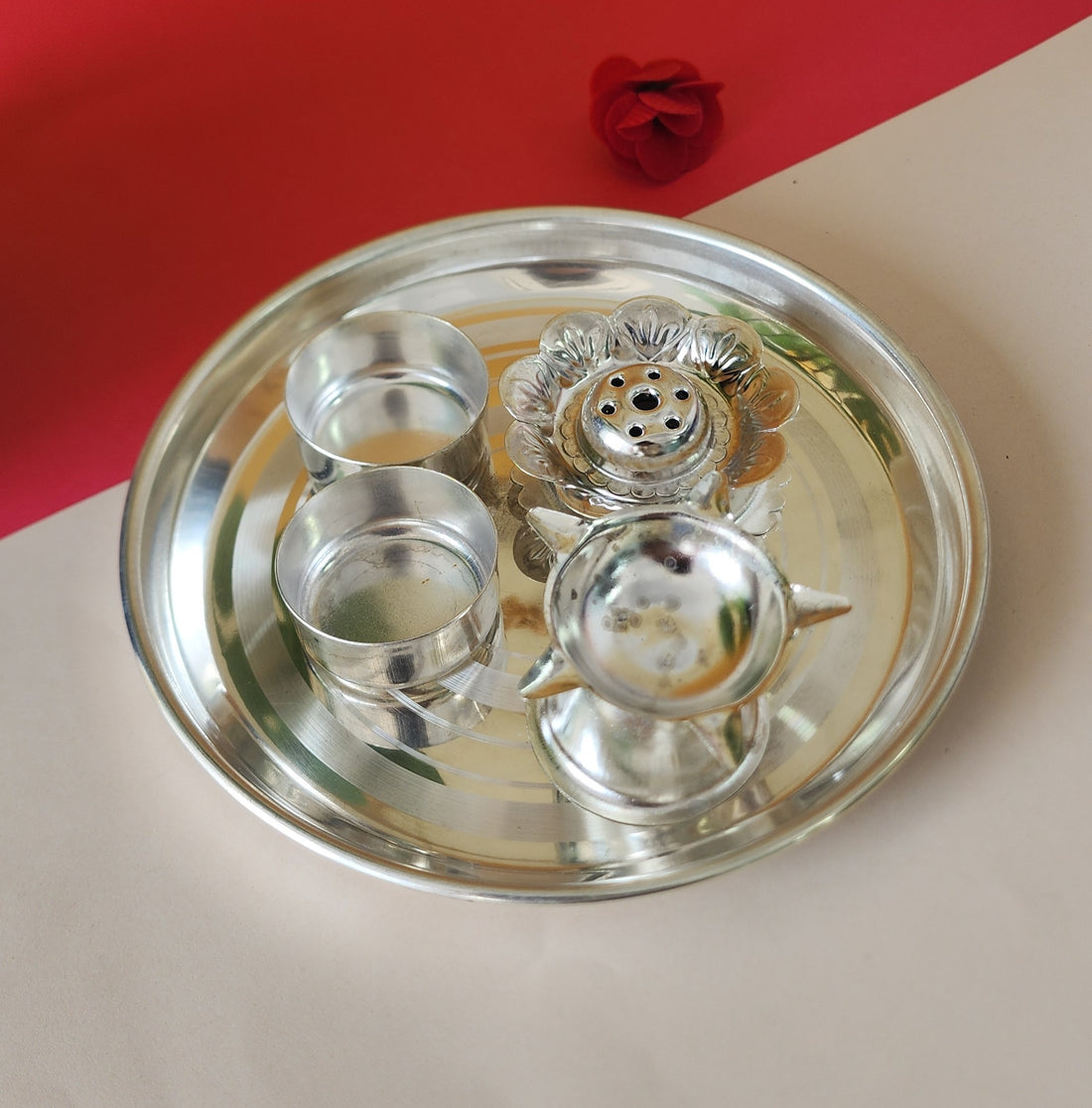 German Silver Ritual Thali (Medium Size) (Pack of 5/10/20)