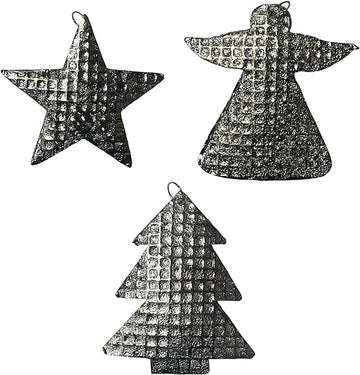 ZAARIYA Nickel Christmas Hanging Ornaments Set for Xmas Tree Decorations (Star, Tree, Angel)