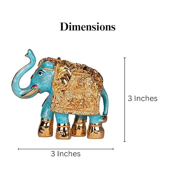 Premium Quality Gold Plated Resin Elephant Show Piece Blue (3 Inches)