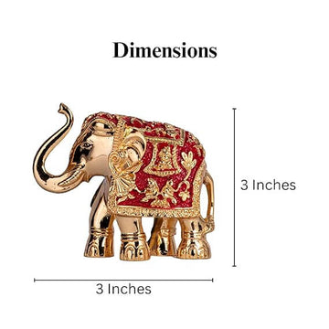 Premium Quality Gold Plated Resin Elephant Show Piece Red (3 Inches)