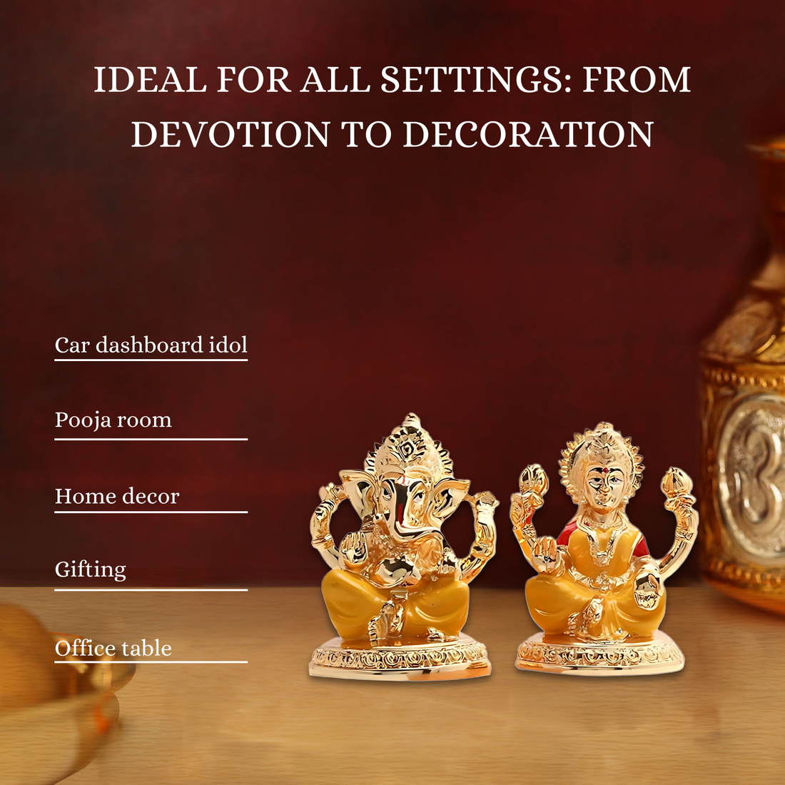 Laxmi Ganesh Idol with Gold Plating – Divine Statue for Pooja, Vastu, Home Decor & Gifting - Yellow