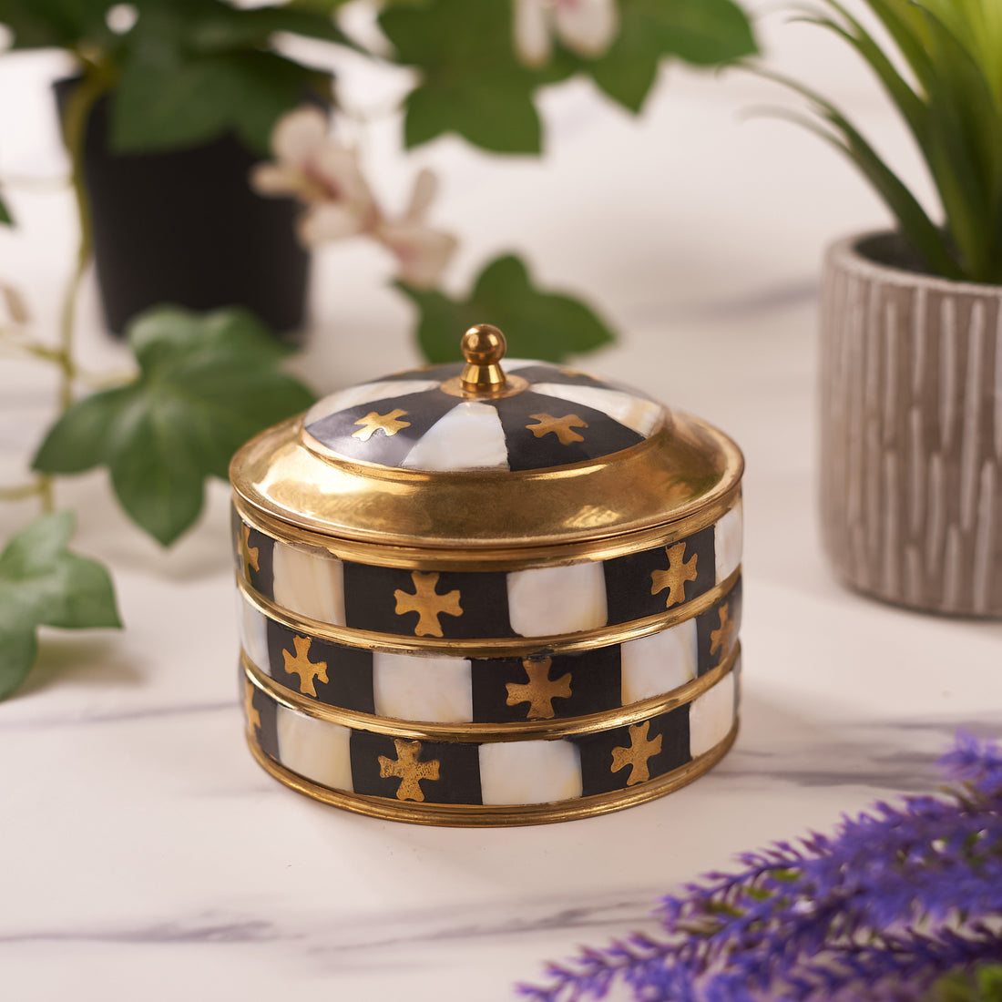 Mother-of-Pearl 3-Layer Brass Trinket Box for Jewelry and Keepsakes (Pack of 5/10/20)