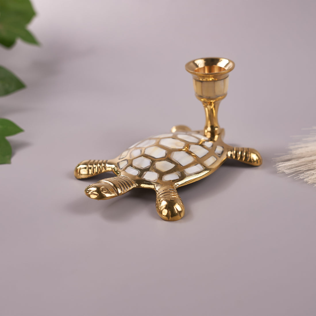 Brass & Mother-of-Pearl Turtle Shape Candle Holder for Home Décor (Pack of 5/10/20)
