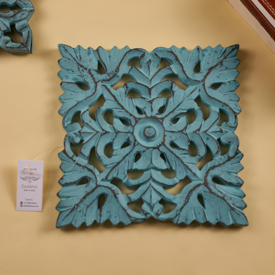 Wooden Carved Trivet in Turquoise (Pack of 5/10/20)
