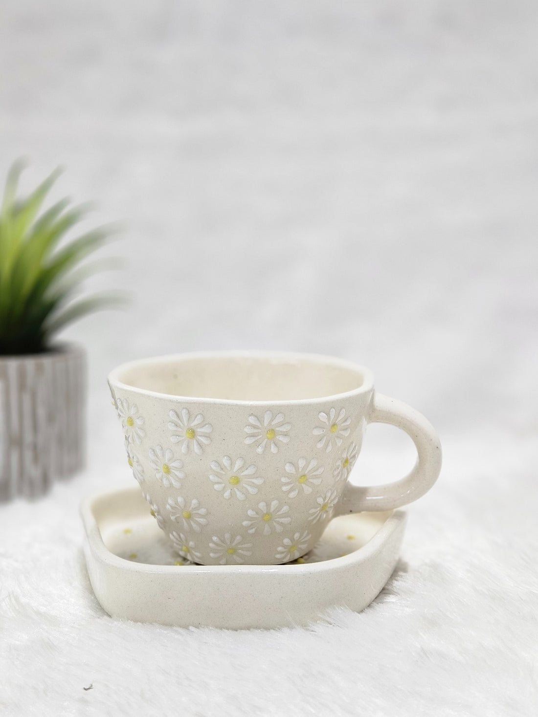 Ceramic 3D Printed Daisy Cup & Dish