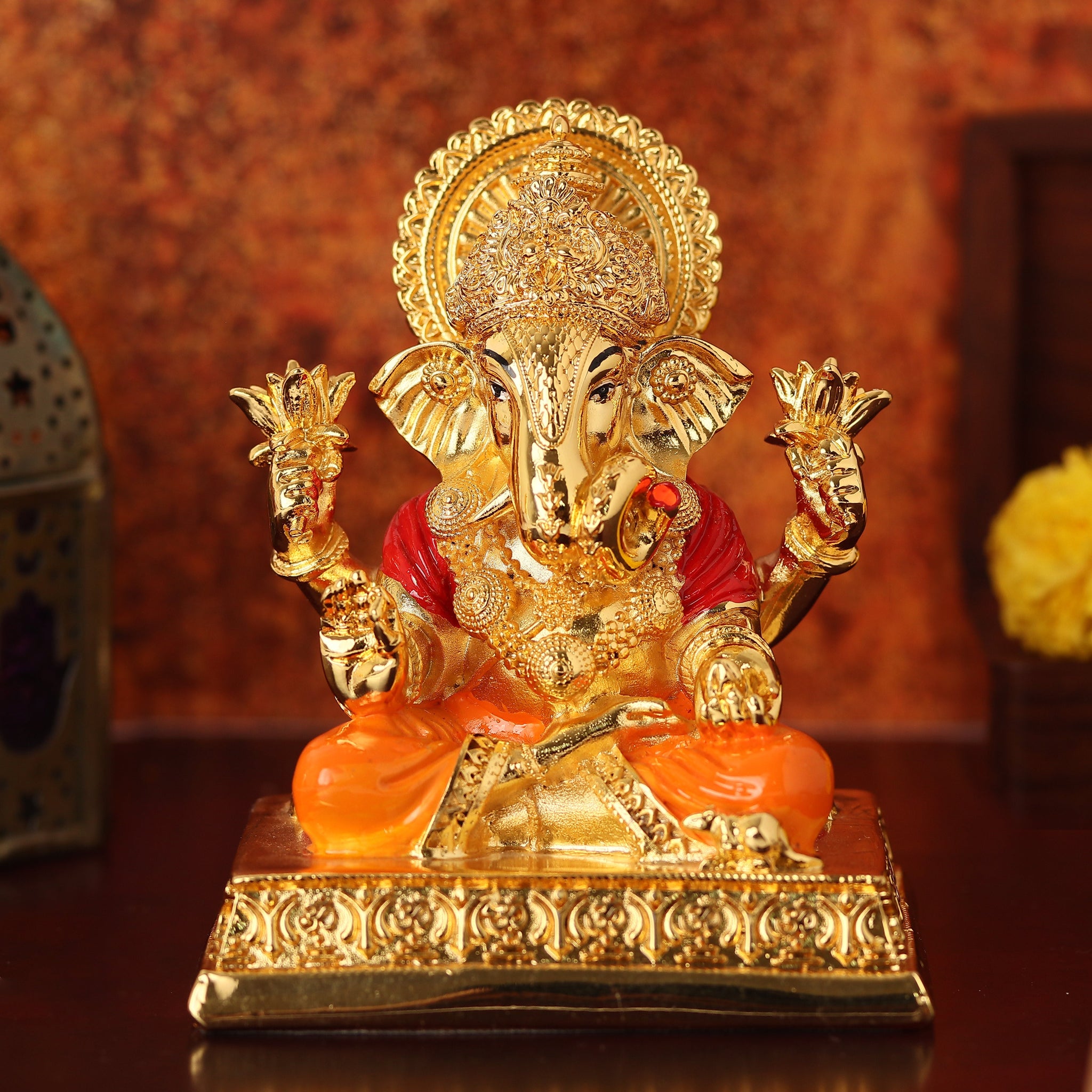 Dagdushet Ganesha Gold - 5 inches (Pack of 3/5/10) - Pack of 3/5/10