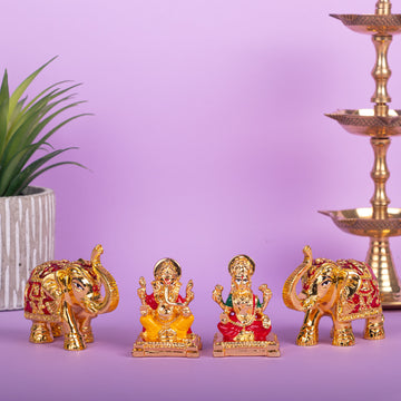 Lakshmi Ganesh & Elephant Idols Combo for Diwali Gifting & Pooja Room Decoration - Pack of 3/5/10