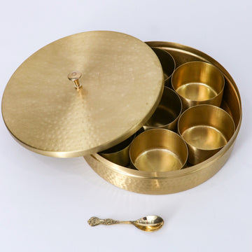 Hammered pattern Handcrafted Brass masala/spice box