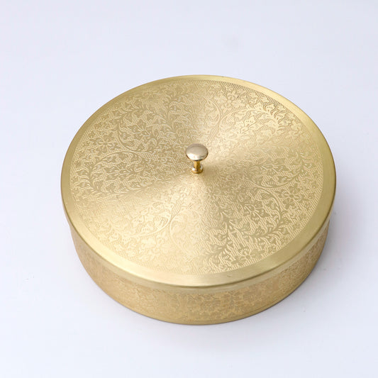Floral Etched full work Handcrafted Brass masala/spice box