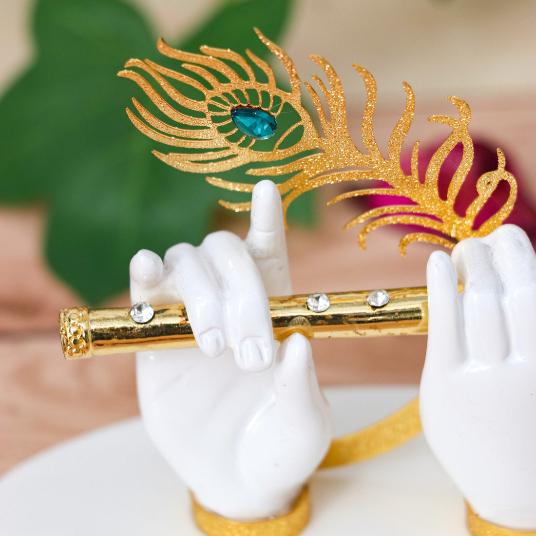 Lord Krishna Hand with Flute for Home Decor and Gifting (3.5 inches) - Pack of 3/5/10