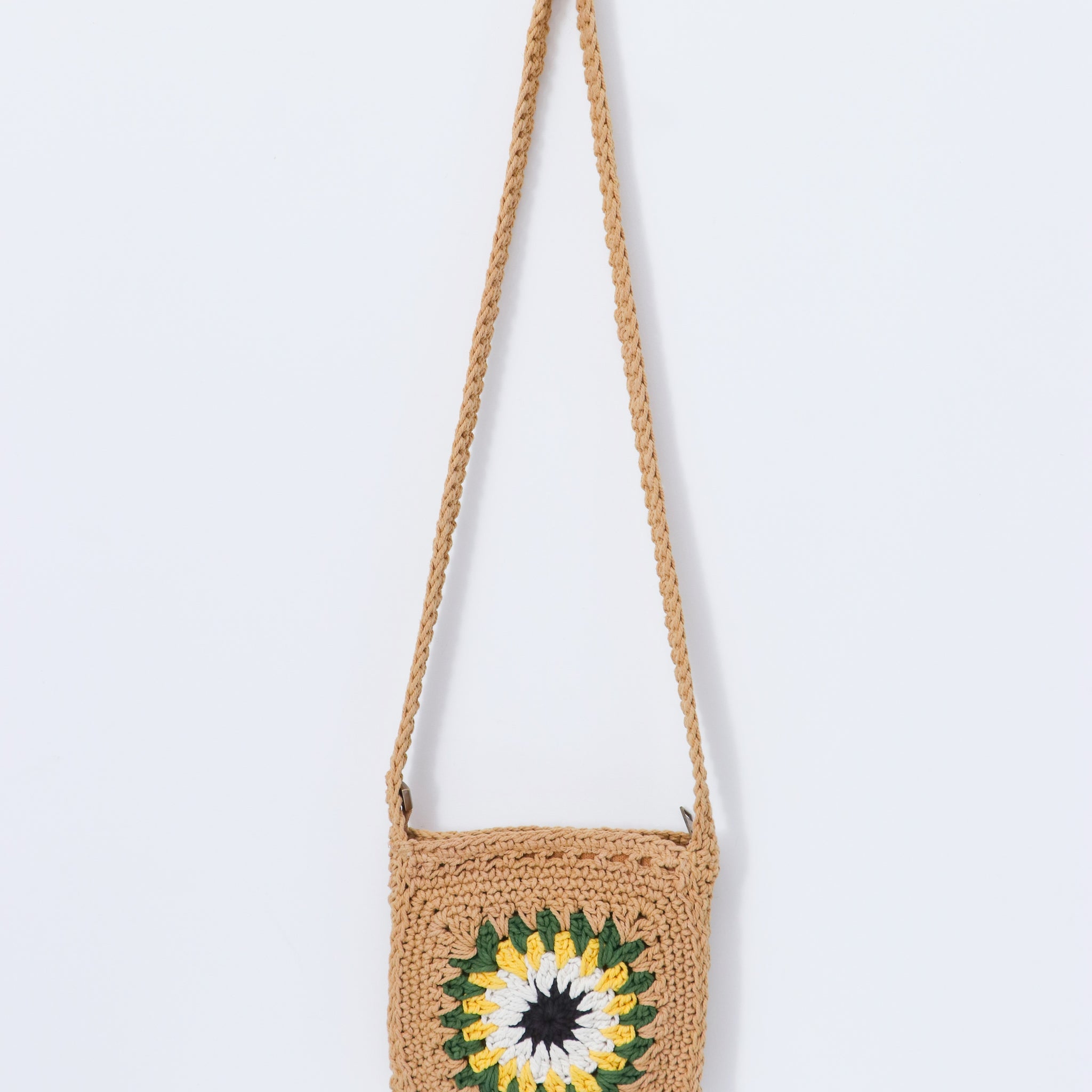 Crochet Sunflower Sling - White / Beige / Mustard