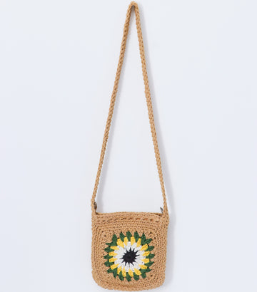 Crochet Sunflower Sling - White / Beige / Mustard