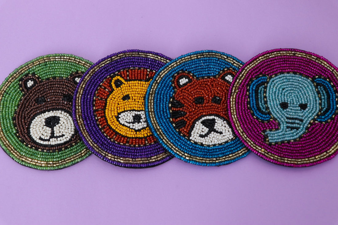 Beaded Coasters - Safari Theme (Set of 4)