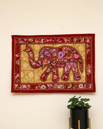 Elephant embroidered wall decor