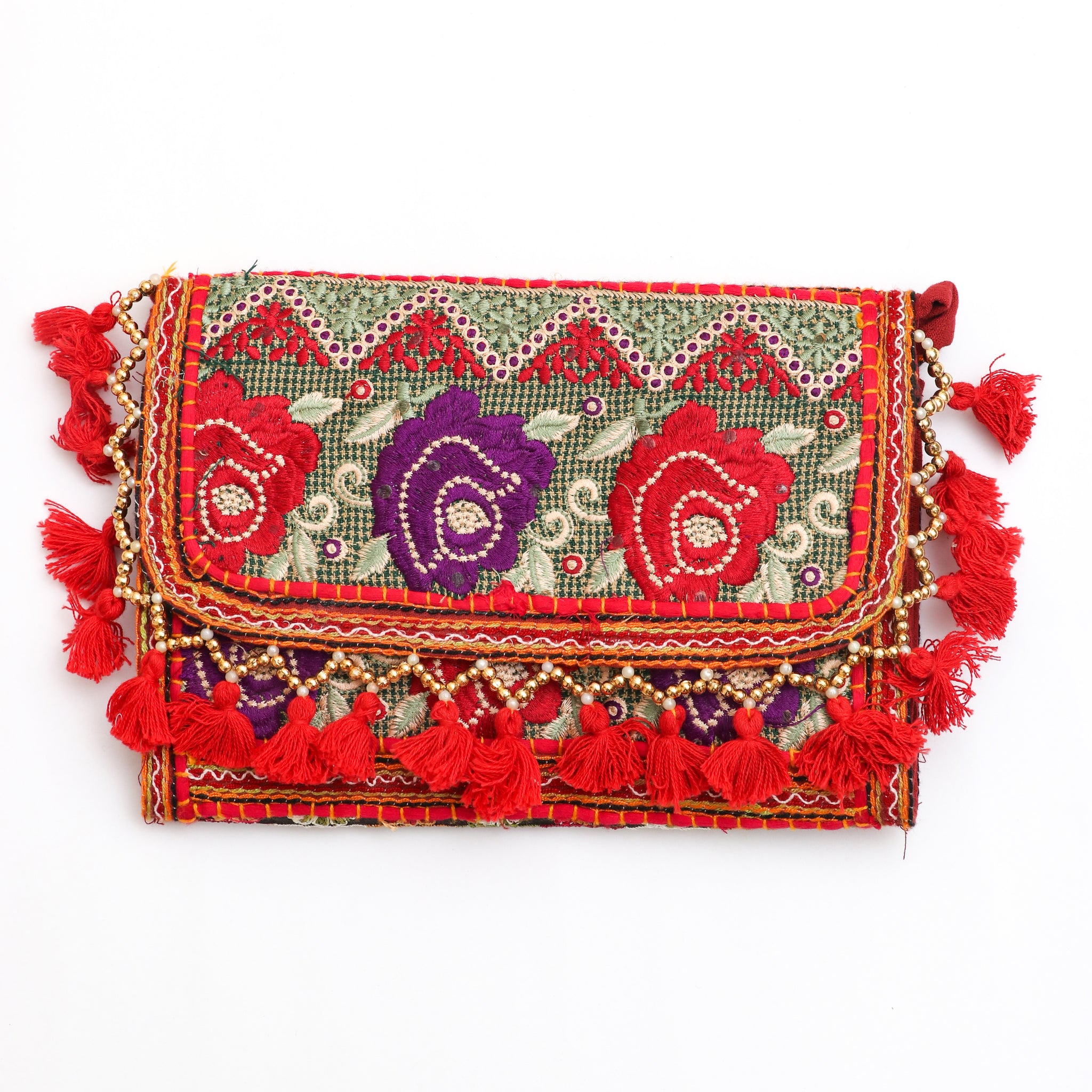 Handmade Embroidered purse with strap