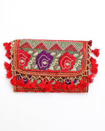 Handmade Embroidered purse with strap