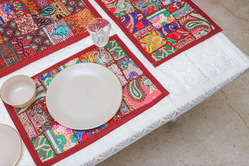 Handmade embroidered Table runner with 6 placemats