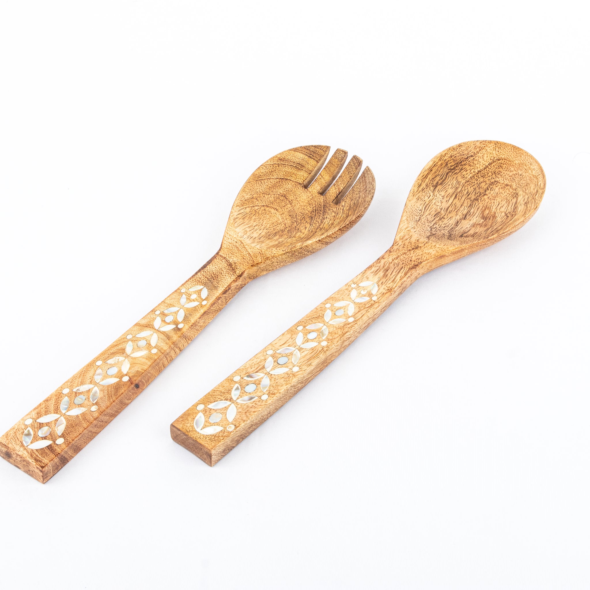 Wooden Serving Spoon & Salad Fork Set for Dining Table Acccessories in Mango Wood (Set of 2) - Salad Spoon Server Big Serving Fork Noodles Pasta Server