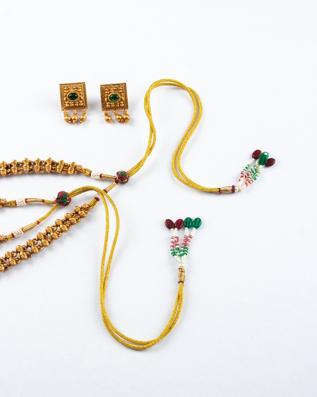 Traditional south indian dual necklace set with square pendant