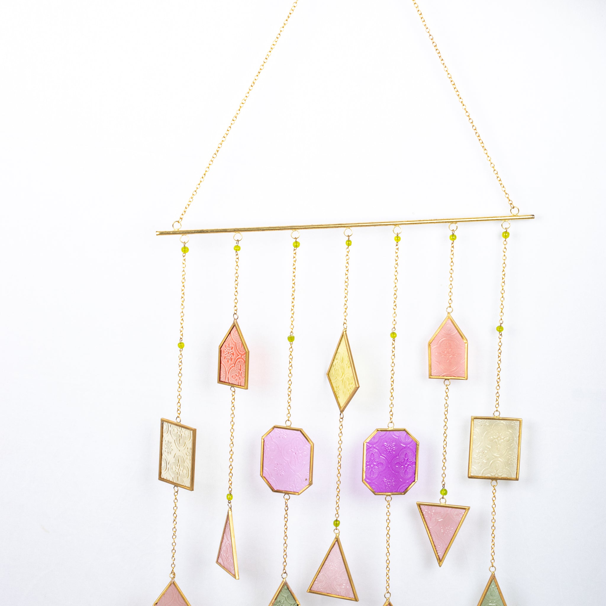 Geometric Windchime with Stained Glass