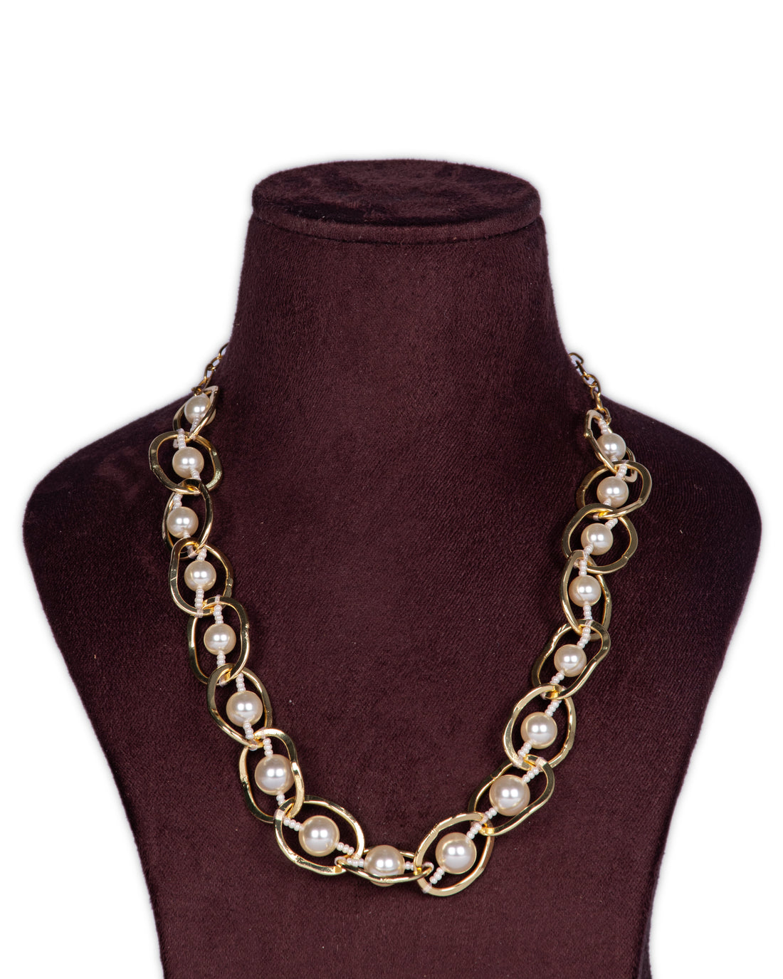 Zaariya- 10 Circular Crystal Bead Handwrapped Statement Necklace in Brown/Beige Combination